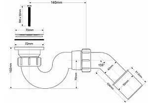 Сифон для душевого поддона Mc Alpine хром MRS1, 2