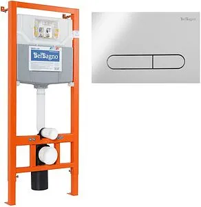 Инсталляция для подвесного унитаза Set 3 в 1 BelBagno BB001-120/BB005-PR-CHROME с кнопкой хром глянцевый Инсталляция для подвесного унитаза Set 3 в 1 BelBagno BB001-120/BB005-PR-CHROME с кнопкой хром глянцевый, 1