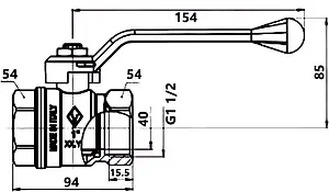 Кран шаровый 1½"в x 1½"в Bugatti New Jersey 09100016 Кран шаровый 1½"в x 1½"в Bugatti New Jersey 09100016, 2