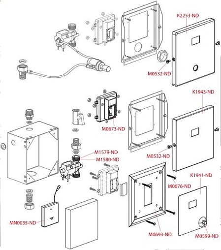 Автоматическое устройство смыва для писсуара с возможностью мануального смыва (от сети 12V) металл AlcaPlast нержавеющая сталь ASP4-KT