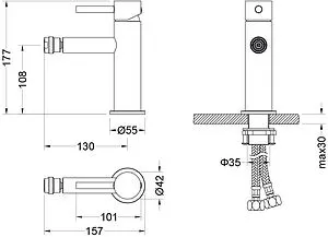 Смеситель для биде Aquatek Европа хром AQ1318CR, 2