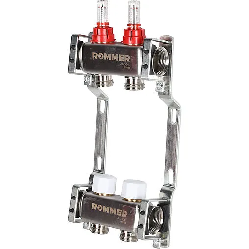 Группа коллекторная с расходомерами 2 отвода 1"в/в x ¾"ек Rommer RMS-1200-000002