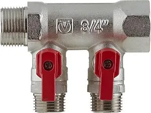 Коллектор запорный проходной 2 отвода ¾&quot;в/н x ½&quot;к Valtec VTc.580.N.0502, 4