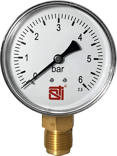 Манометр радиальный STI 80мм 6 бар ½&quot; МР80-12-06