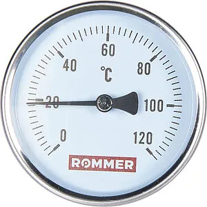 Термометр биметаллический Rommer 80мм 120°С гильза 50мм ½&quot; RIM-0001-805015, 1