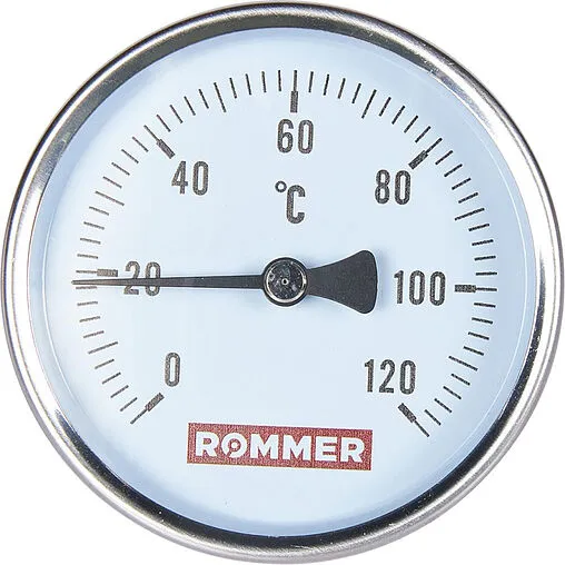 Термометр биметаллический Rommer 80мм 120°С гильза 50мм ½&quot; RIM-0001-805015