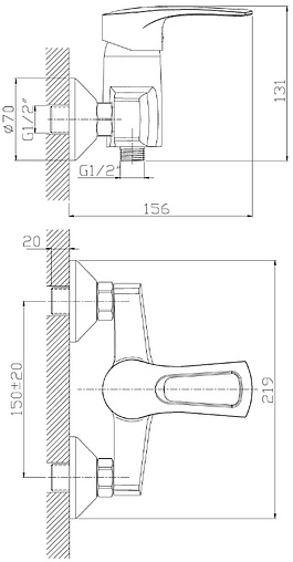 Смеситель для душа Rossinka хром T40-41