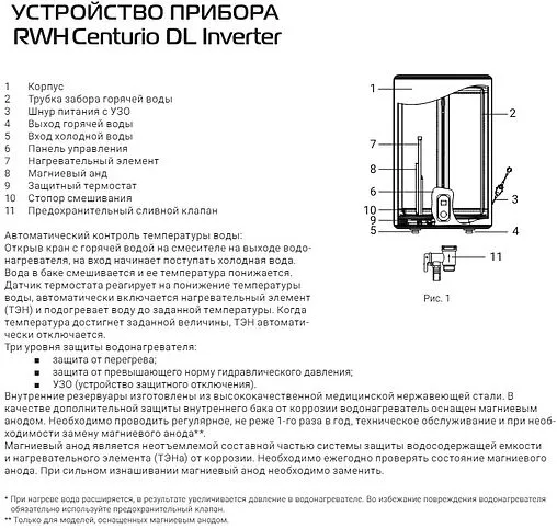 Водонагреватель накопительный электрический Royal Thermo RWH 100 Centurio DL Inverter Водонагреватель накопительный электрический Royal Thermo RWH 100 Centurio DL Inverter