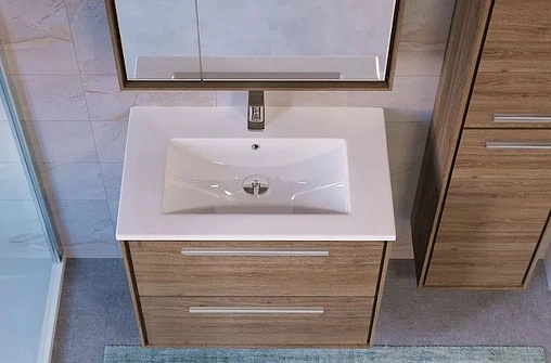 Тумба-умывальник подвесная Raval Frame 75 дуб трюфель Fra.01.75/P/DS+QDR75SLWB01 Тумба-умывальник подвесная Raval Frame 75 дуб трюфель Fra.01.75/P/DS+QDR75SLWB01