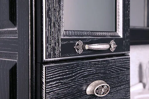 Шкаф-пенал напольный Aquaton Жерона 35 L черное серебро 1A158903GEM5L