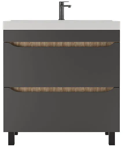 Тумба-умывальник напольная Домино Bruno 80 графит/дуб вотан DBr2904T+4627173210188