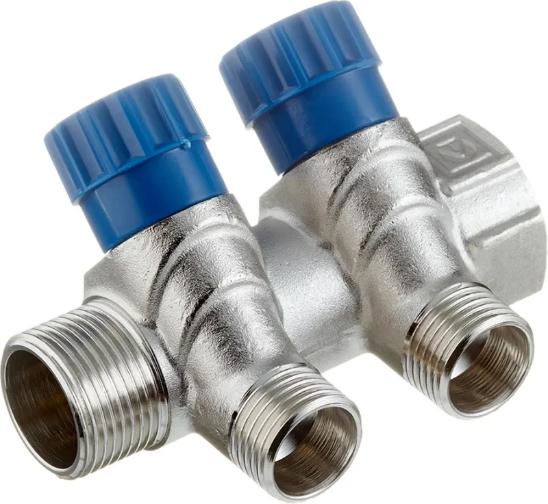 Коллектор регулирующий проходной 2 отвода ¾"в/н x ½"к Valtec VTc.560.N.0502 Коллектор регулирующий проходной 2 отвода ¾"в/н x ½"к Valtec VTc.560.N.0502, 1