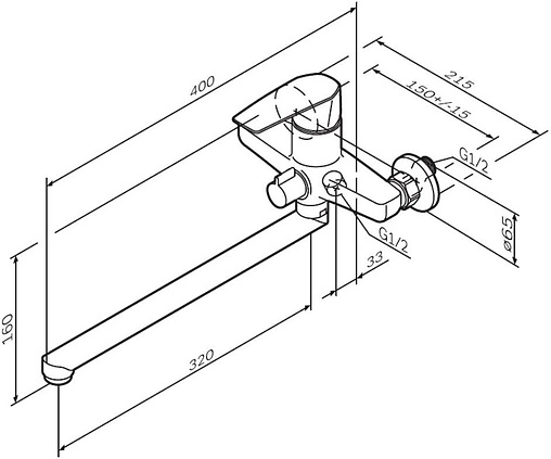 Смеситель для ванны с длинным изливом Am.Pm Gem хром F90A90000