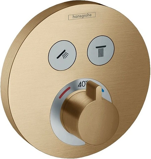 Термостат для 2 потребителей Hansgrohe ShowerSelect S шлифованная бронза 15743140