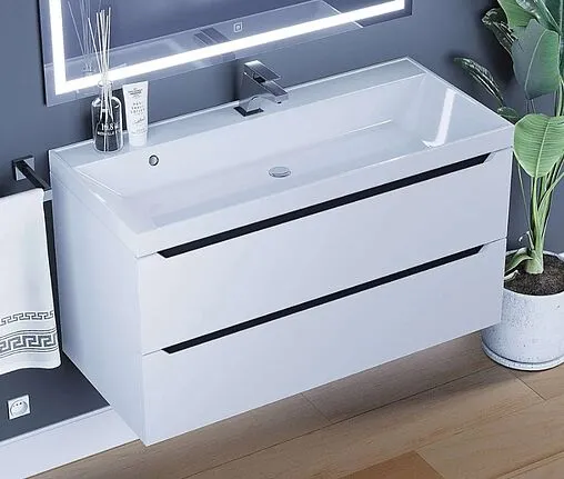 Тумба под умывальник подвесная Uperwood UPD Tanos 100 белый с графитовыми вставками 2930205144