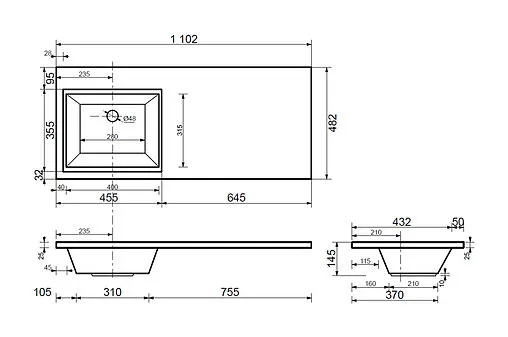 Раковина Эстет Даллас 110 L белый ФР-00001741