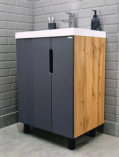 Тумба-умывальник напольная Айсберг Марта 60 дуб вотан DA3502T+4670142930044