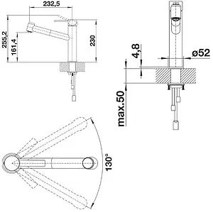 Смеситель для кухни с выдвижным изливом Blanco Ambis-S нержавеющая сталь 523119 Смеситель для кухни с выдвижным изливом Blanco Ambis-S нержавеющая сталь 523119, 2