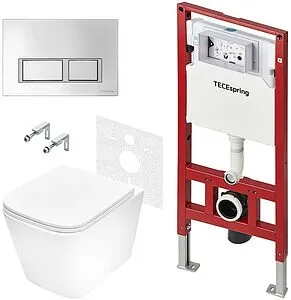 Комплект 6 в 1 TECEspring Base S K401201WCS с кнопкой TECEspring V 9940201 хром глянцевый/хром матовый, 1