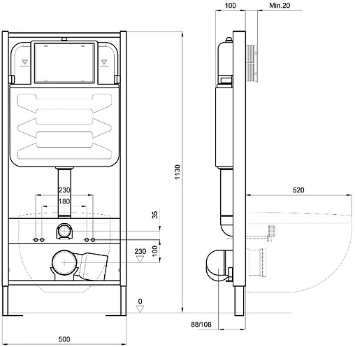 Инсталляция для подвесного унитаза Aquatek Standart 50 INS-0000012