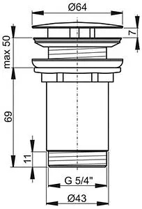 Выпуск без перекрытия для раковины без перелива Ravak чёрный матовый X01762, 2
