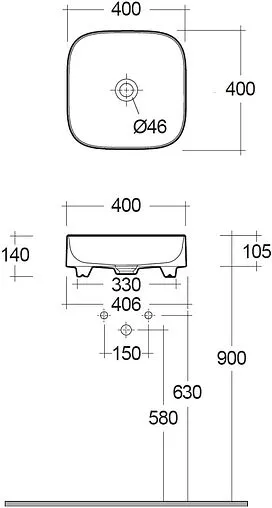 Раковина Kludi Resa C 40 светло-серый 58CW30O2