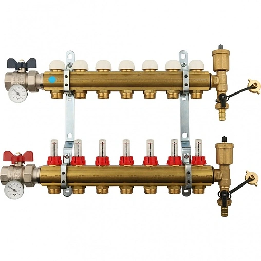 Группа коллекторная с расходомерами 7 отводов 1&quot;в/в x ¾&quot;ек Tiemme 3870004