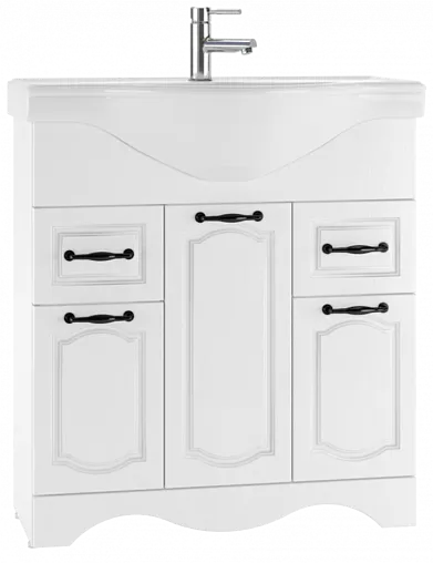 Тумба-умывальник напольная Домино Rich 80 белое дерево DR6003T+4620008198941