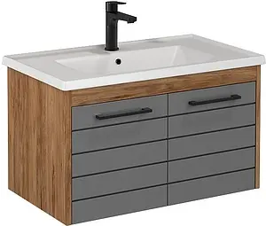 Тумба-умывальник подвесная ISVEA Aristo 80 антрацит/орех 21RSS062080I Тумба-умывальник подвесная ISVEA Aristo 80 антрацит/орех 21RSS062080I, 1