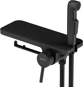 Гигиенический душ со смесителем и полкой Damixa Jupiter чёрный матовый 773500301, 1