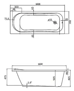 Ванна акриловая Santek Тенерифе 160x70 1WH302357 Ванна акриловая Santek Тенерифе 160x70 1WH302357, 2