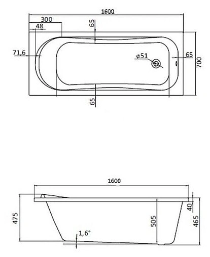 Ванна акриловая Santek Тенерифе 160x70 1WH302357