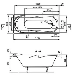 Ванна акриловая Vagnerplast Minerva 170x70 VPBA177MIA2X-04 Ванна акриловая Vagnerplast Minerva 170x70 VPBA177MIA2X-04, 2