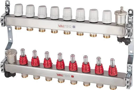 Группа коллекторная с расходомерами 12 отводов 1&quot;в/в x ¾&quot;ек Valtec VTc.586.EMNX.0612