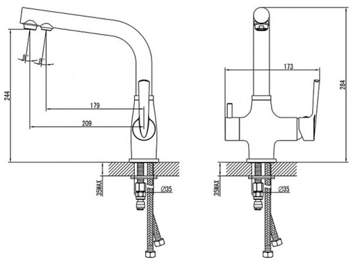 Смеситель для кухни с подключением к фильтру SMARTsant хром SM134038AA