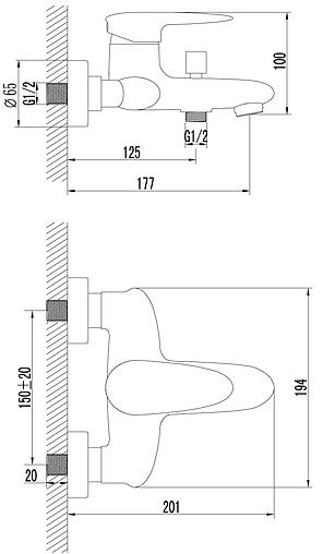 Смеситель для ванны Lemark Status хром LM4402C