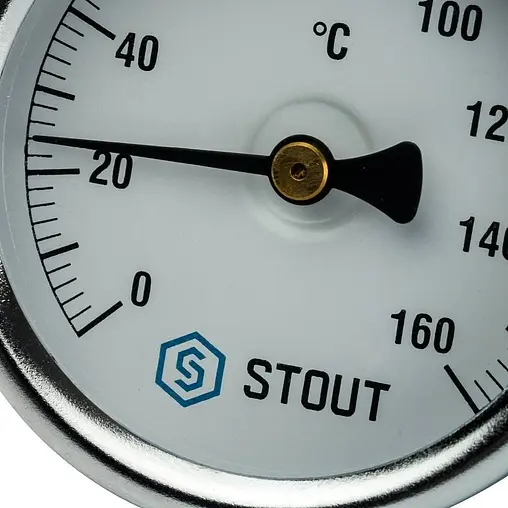 Термометр биметаллический Stout 63мм 160°С гильза 50мм ½&quot; SIM-0002-635015