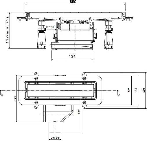 Лоток душевой Set 850мм h=52мм 0.8л/сек Pestan Confluo Premium Line 850 13100006 Лоток душевой Set 850мм h=52мм 0.8л/сек Pestan Confluo Premium Line 850 13100006