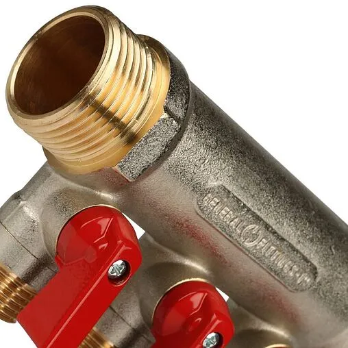 Коллектор запорный проходной 3 отвода красный 1"в/н x ½"н Stout SMB 6200 011203 Коллектор запорный проходной 3 отвода красный 1"в/н x ½"н Stout SMB 6200 011203