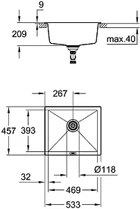 Мойка кухонная Grohe K700U-53.3 черный гранит 31654AP0 Мойка кухонная Grohe K700U-53.3 черный гранит 31654AP0, 2