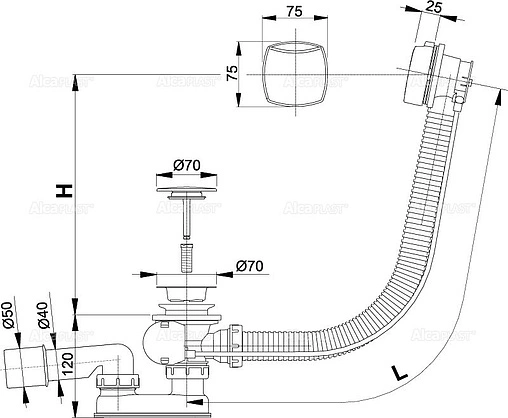 Слив-перелив для ванны AlcaPlast хром A51CRM