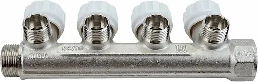 Коллектор регулирующий проходной 4 отвода ¾"в/н x ½"к Valtec VTc.570.N.0504 Коллектор регулирующий проходной 4 отвода ¾"в/н x ½"к Valtec VTc.570.N.0504