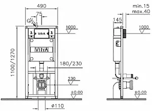 Комплект 5 в 1 VitrA Metropole Rim-Ex 9820B003-7201 с кнопкой Loop 740-0780 хром глянцевый Комплект 5 в 1 VitrA Metropole Rim-Ex 9820B003-7201 с кнопкой Loop 740-0780 хром глянцевый, 2