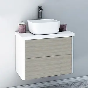 Тумба-умывальник подвесная Aquaton Брук 60 (2 ящика) дуб латте/белый, 2