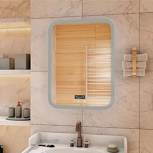 Зеркало с подсветкой Continent Glamour Led 68.5 с музыкальным блоком, с подогревом белый ЗЛП148, 5