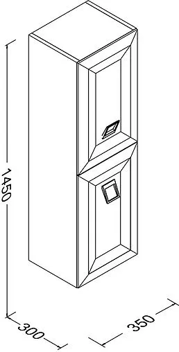 Шкаф-пенал подвесной Isvea Aria 35 чёрный глянец/золото 27AA3104080I