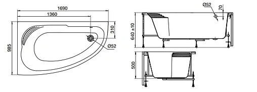 Ванна акриловая Roca Merida 170x100 R ZRU9302993