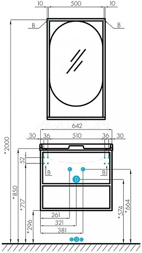 Тумба-умывальник подвесная Aquaton Лофт Фабрик 65 дуб кантри 1A2423K0LTDY0
