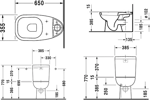 Унитаз-компакт Duravit D-code белый 37-8801000 Унитаз-компакт Duravit D-code белый 37-8801000