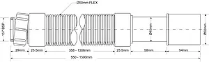 Слив гофрированный Mc Alpine 1¼x40/50мм L=550-1500мм MRMF115S, 2
